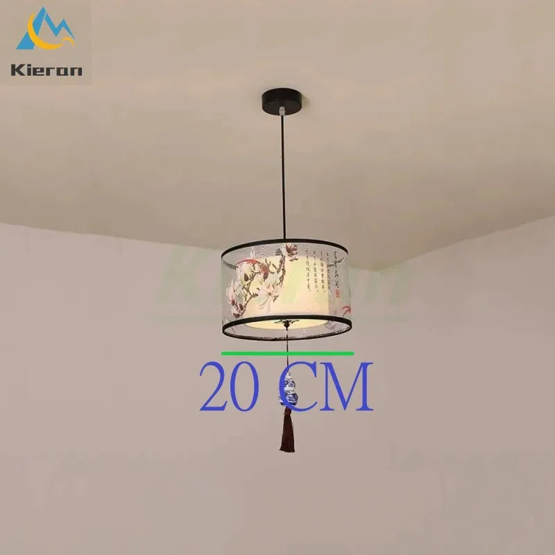Modern Minimalist Fabric LED Chandelier Room Decoration Chinese Style Pendant Lamp