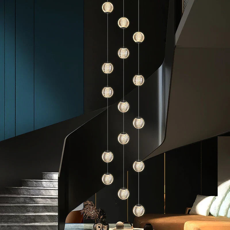 Revolving Stair LED Chandelier - Duplex Villa Hanging Lamp for High-Level Staircase