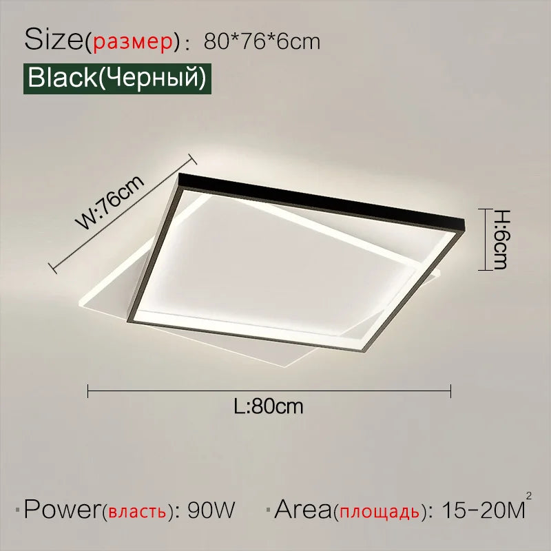 Square Minimalist Ultra-Thin Ceiling Lamp for Bedroom Living Room Modern Nordic Lighting