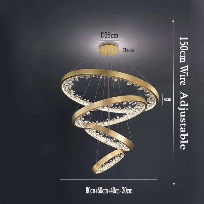 Crystal LED Chandelier Circle Hanging Lamp - Modern Luxury Dimmable Lighting