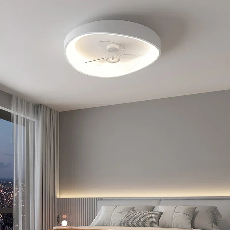 Nordic Style Bedroom LED Ceiling Fan Light White Modern Luminarias Pendant Fixtures