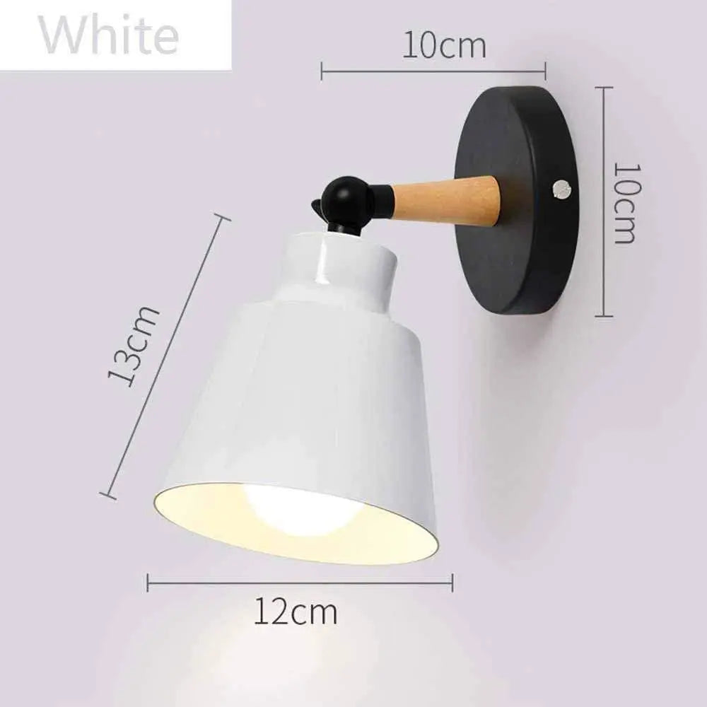 Nordic Wood Sconce Lights E27 for Bedroom Living Room, LED Wall Lamp Home Decor