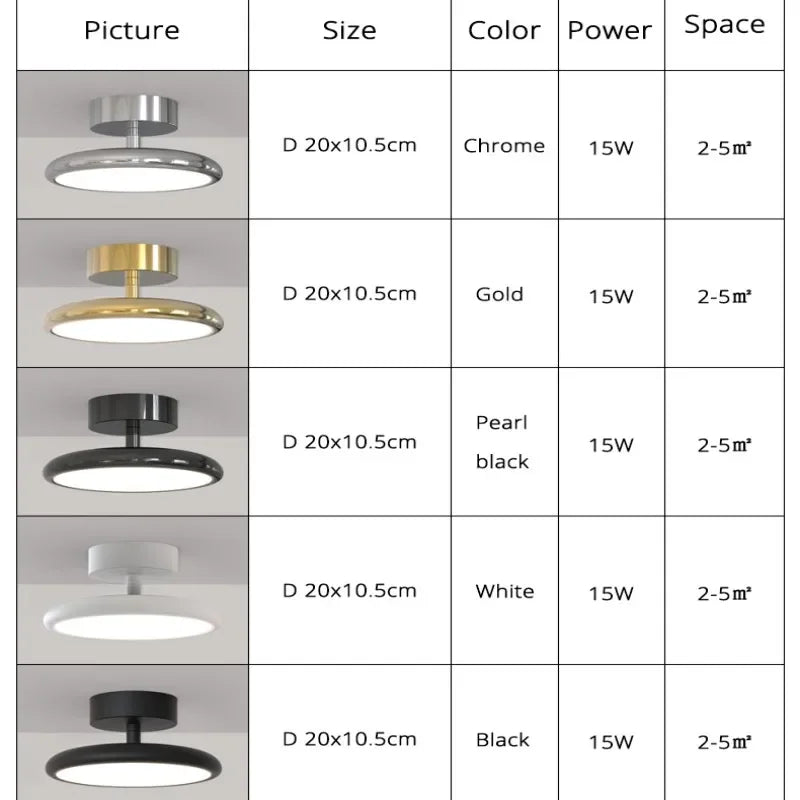 Modern Round Chrome LED Ceiling Light for Various Rooms