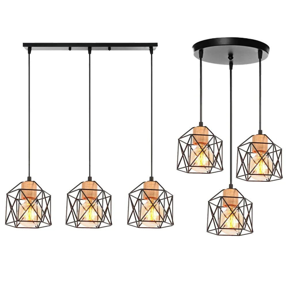 Wood LED Pendant Chandelier: Modern Nordic Home Decor Hanging Light for Kitchen, Living, Dining Room