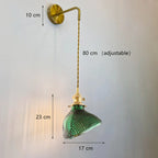 Green Glass LED Chandelier: Minimalist Brass Hanging Lights