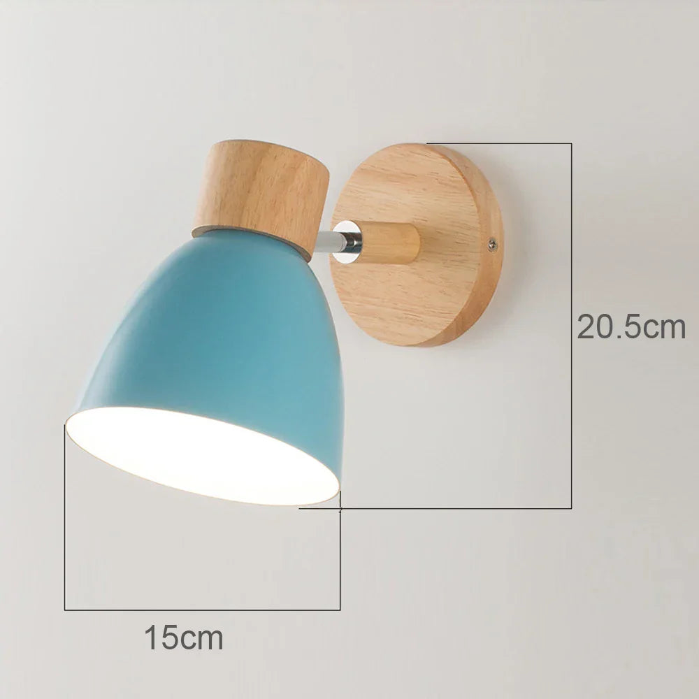 Wood Bedroom Wall Light Modern Macaron LED Sconce, Nordic Minimalist Design