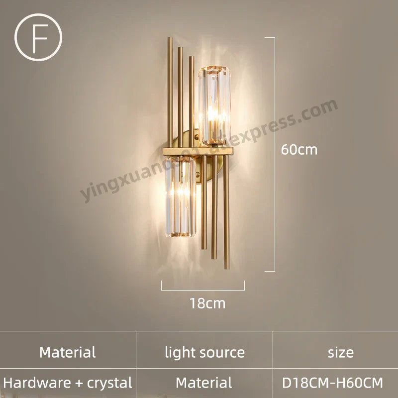 Crystal Wall Light: Minimalist Bedside Loft Wall Sconce for Living Room