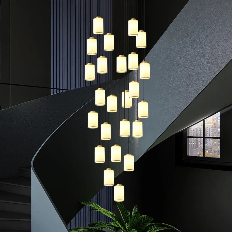 Stairwell Chandelier: Modern Spiral Design for Elegant Villa Hallway Lighting