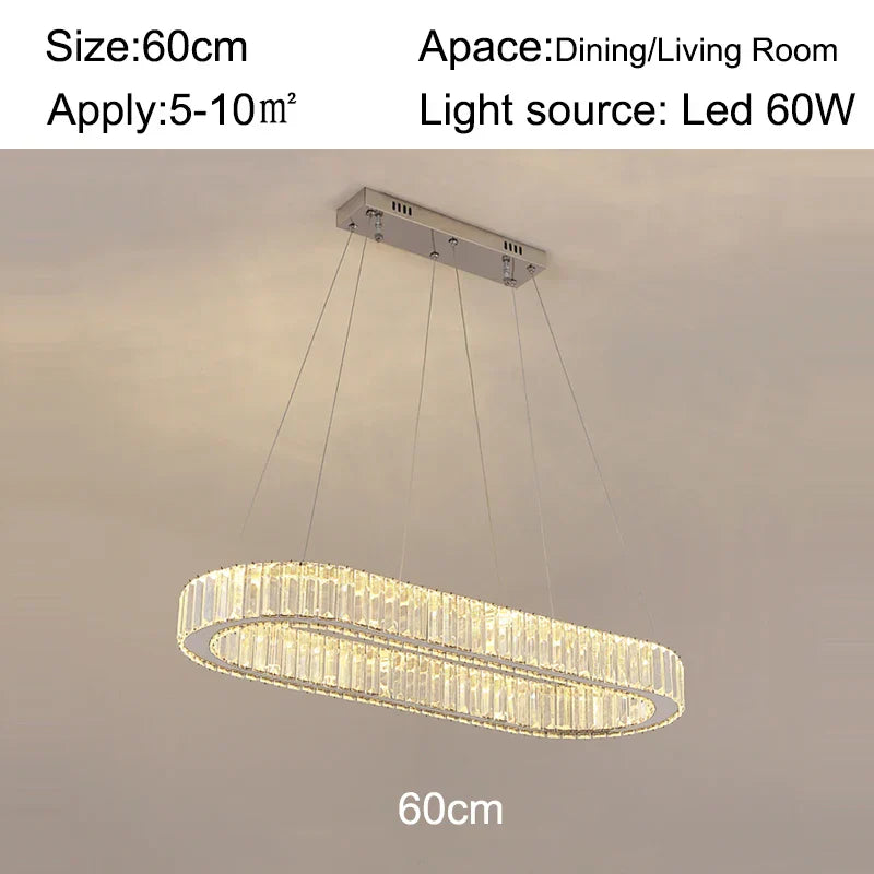 Crystal Oval LED Chandelier: Luxury Lighting Fixture for Living Room - Modern Design