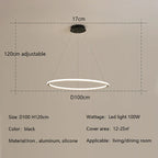 Nordic Round LED Ring Chandelier for Living Dining Bedroom