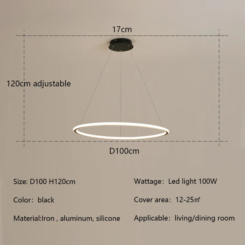 Nordic Round LED Ring Chandelier for Living Dining Bedroom