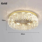Luxury Crystal Round Black Gold Ceiling Chandelier for Bedroom Living Room Lighting