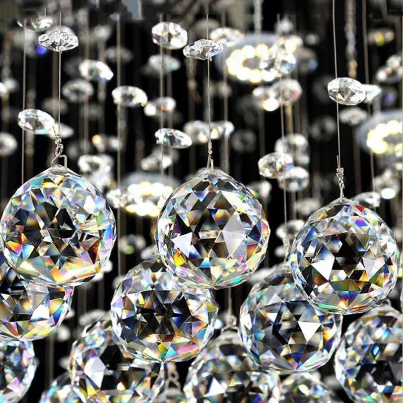 Crystal Chandelier Double Staircase LED Pendant Lights for Stylish Hotel & Villa Hall