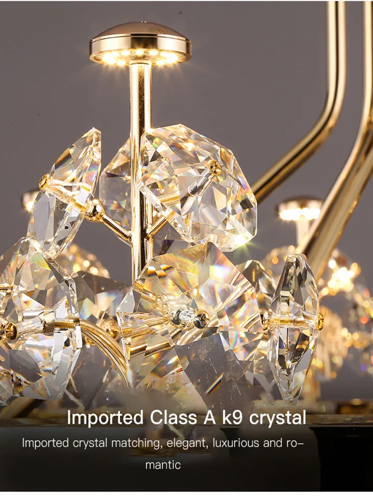 Luxe Crystal Ceiling Chandelier - Elegant Home Decor Hanging Light for Living Room