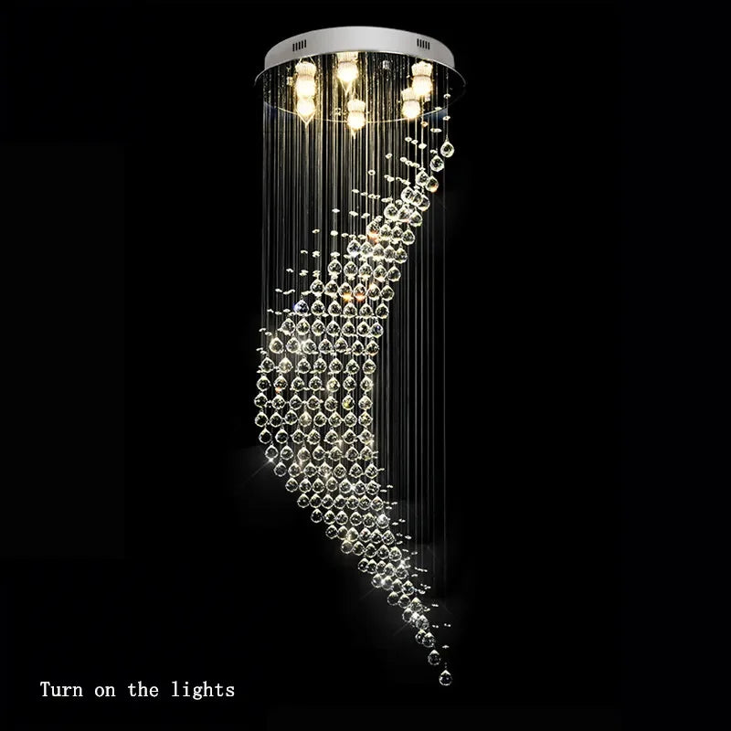 Spiral Crystal LED Chandelier: Modern Luxury Staircase Pendant Light Fixture