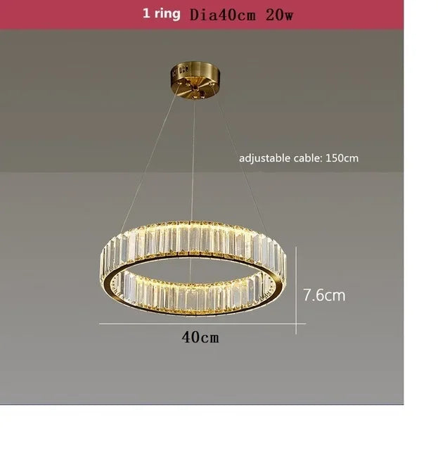 Round Crystal LED Pendant Chandelier for Luxury Dining Room and Bedroom Lighting