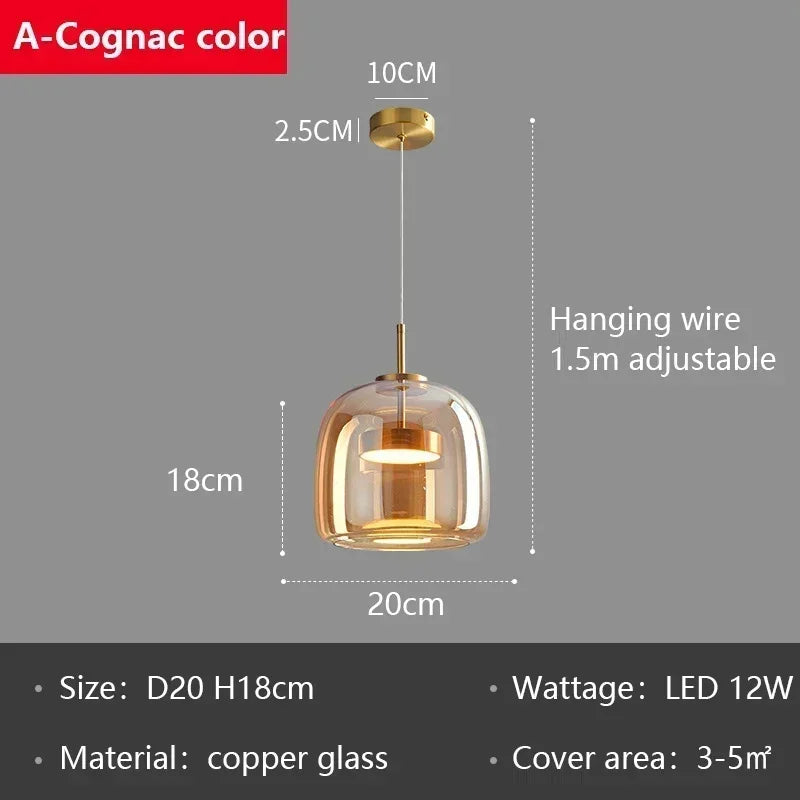 Glass LED Pendant Chandelier for Dining Room Bar Bedroom Decor