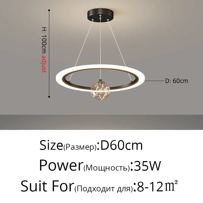 Circle Ring Pendant Light Chandelier Modern Living Room Bedroom Lamps Ceiling Luminaire