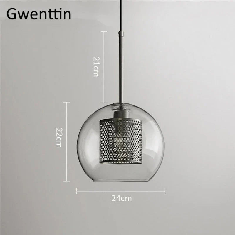 Nordic Glass Pendant Light | Modern Kitchen Dining Hanging Lamps | Industrial Loft LED Fixture