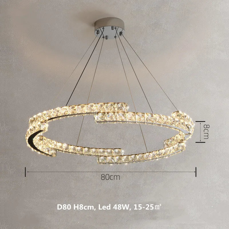 Crystal LED Pendant Lights Chrome Steel Modern Luxury Fixtures