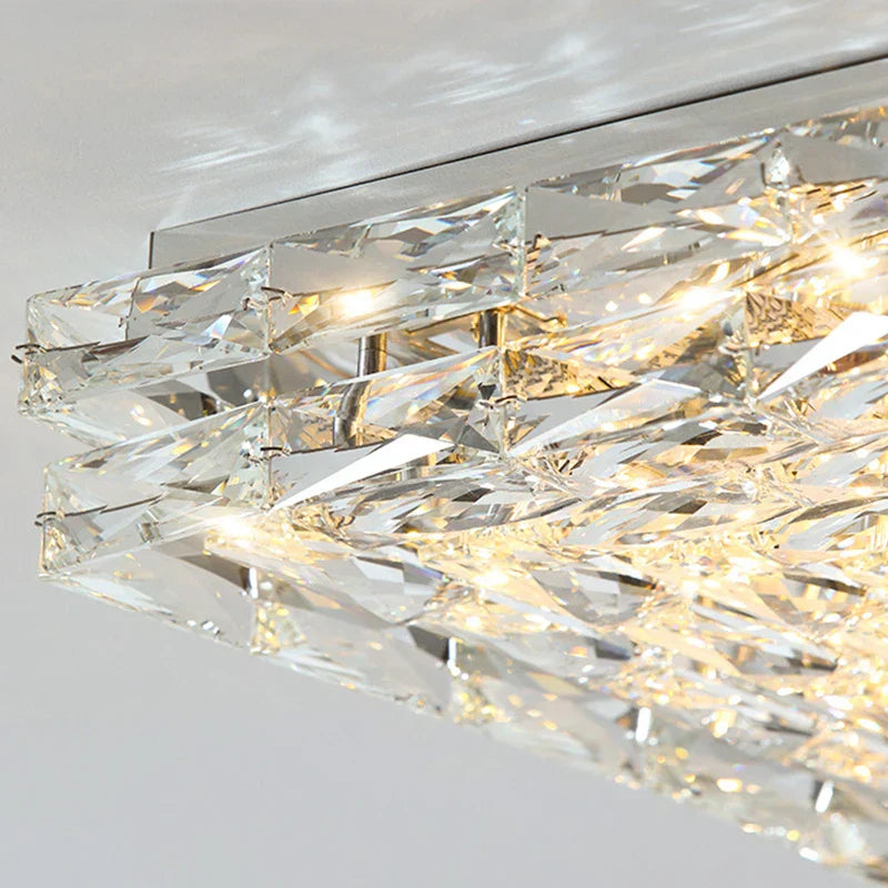 Crystal Square Ceiling Light: Elegant Indoor LED Lighting Fixture for Living Room, Bedroom & Corridor