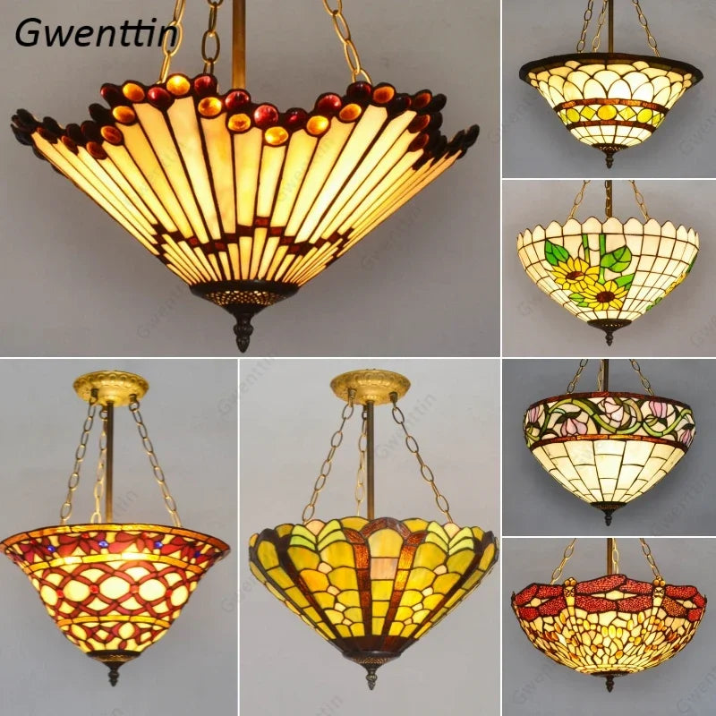 Stained Glass Tiffany Chandelier Pendant Light for Mediterranean Home Decor