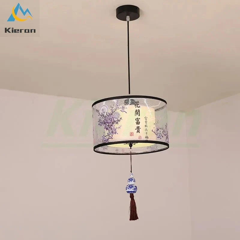 Modern Minimalist Fabric LED Chandelier Room Decoration Chinese Style Pendant Lamp