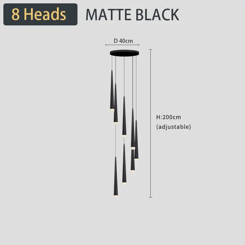 Modern LED Stair Chandelier for Duplex Apartment, Nordic Design for Bedroom, Restaurant, Bar.