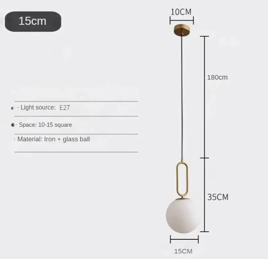 Golden Glass Ball Pendant Lights - Modern Luminaire for Bedroom, Kitchen & Decor