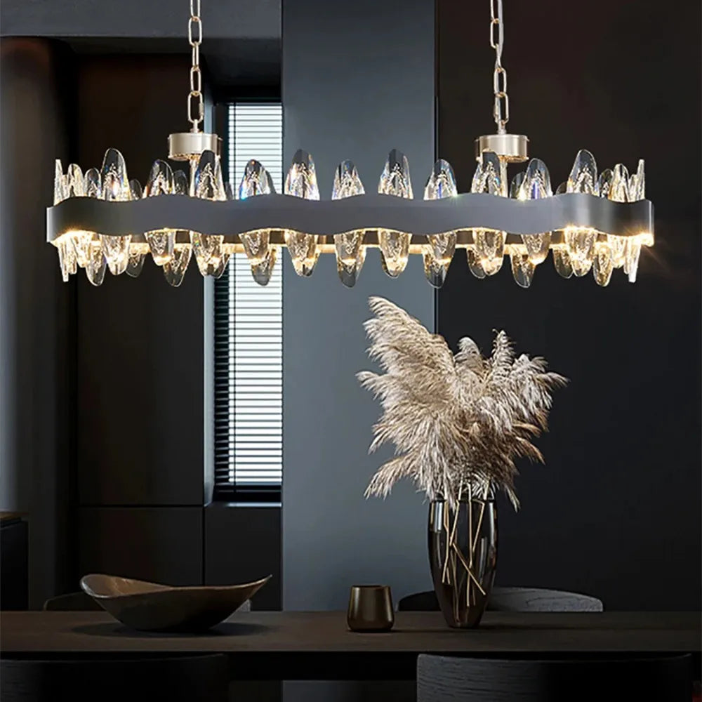 Crystal LED Chandelier: Luxury Living Room Pendant Light with Modern Design