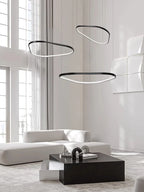 Geometric Ring LED Chandelier: Nordic Minimalist Pendant Light for Living, Dining, Bedroom