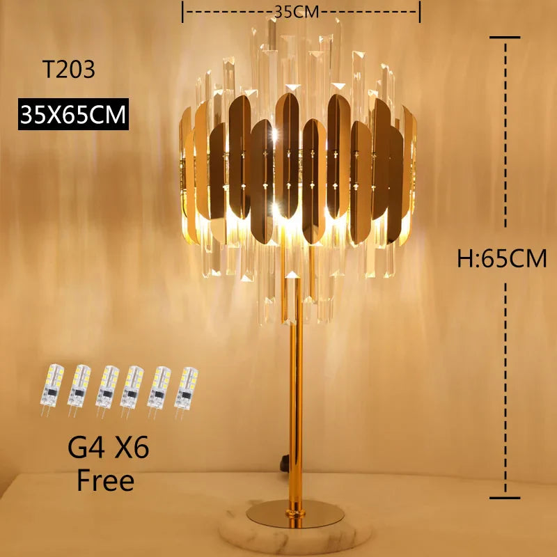 Crystal Gold Floor Lamp for Bedroom & Living Room - Modern Luxury LED Light