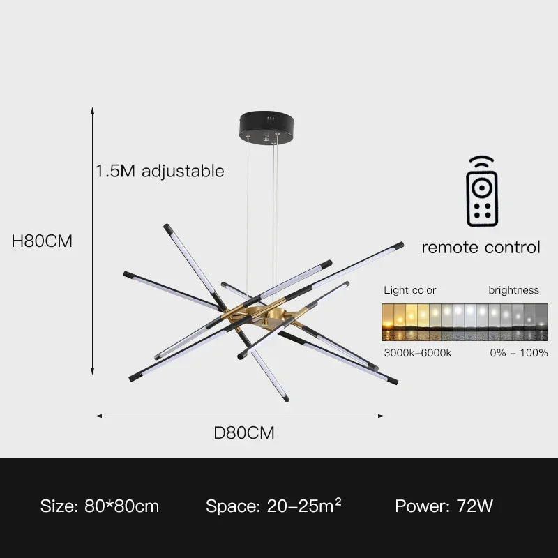 Linen Ceiling Chandelier: Black Gold Pendant Lamp for Home, Office, or Restaurant