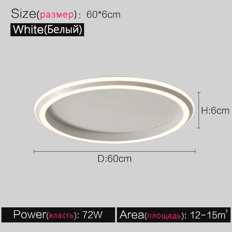 Modern Round Ceiling LED Lamp for Bedroom, Minimalist Design for All Rooms