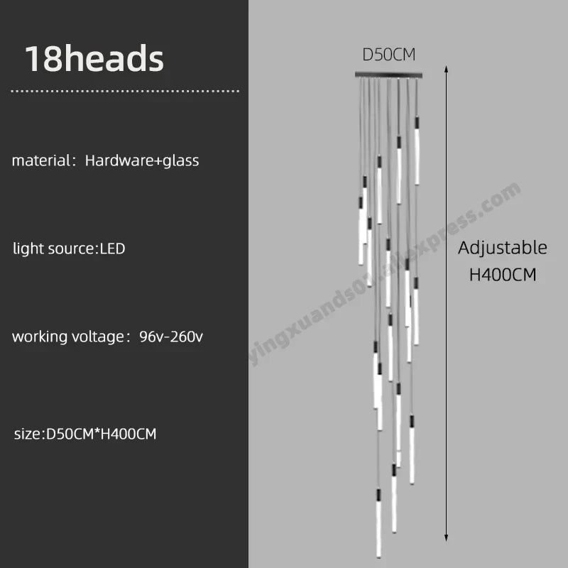 Modern LED Chandelier Pendant Light for Loft Staircase Lighting