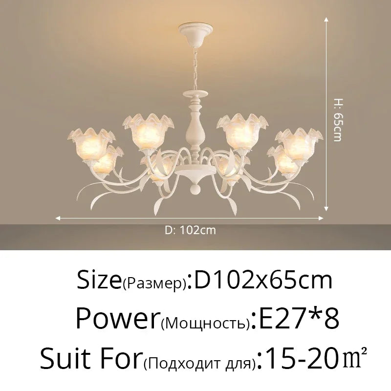 Lily Of The Valley Glass Chandelier Light: Modern Cream Wind Lamp for Living Room & Bedroom