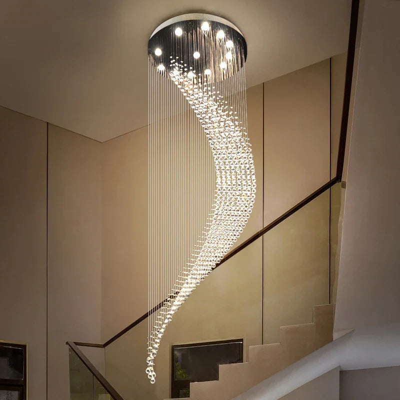 Crystal Ball Spiral Chandelier: Luxury LED Hanging Light Fixture