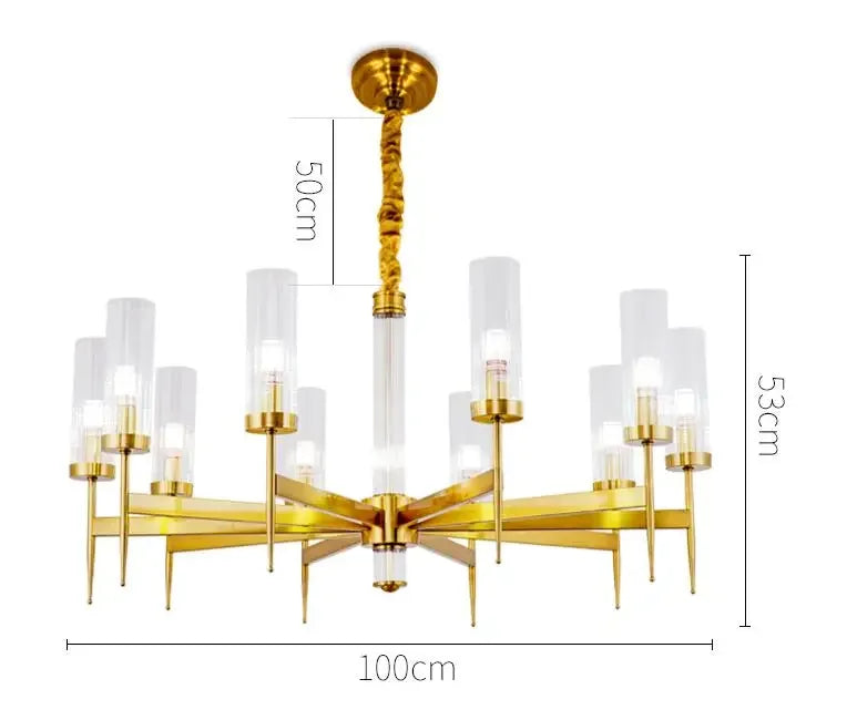 Gold Plated Nordic Living Room LED Chandelier | Luxury Hanging Pendant Lighting