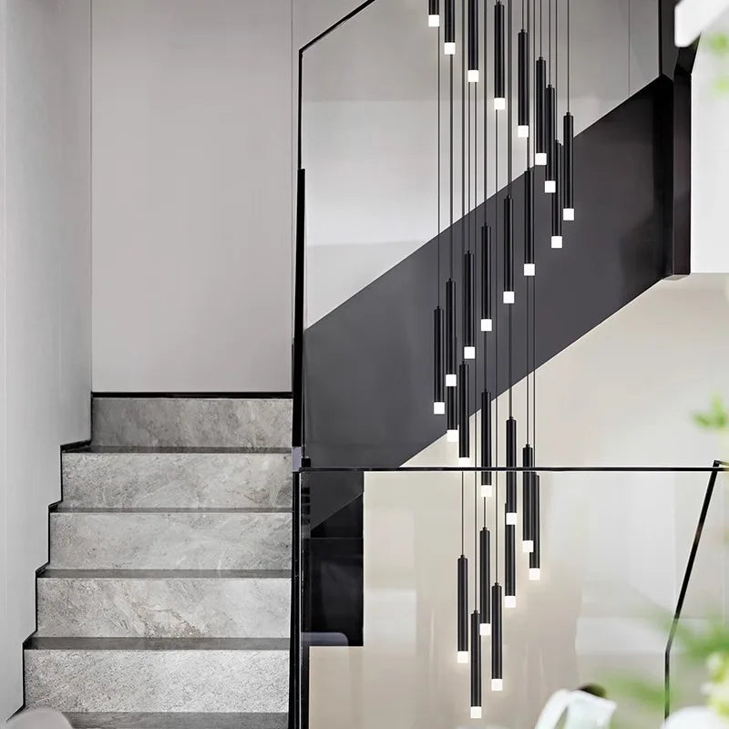 LED Staircase Chandeliers: Modern Pendant Light Lamps for Living Room Decor