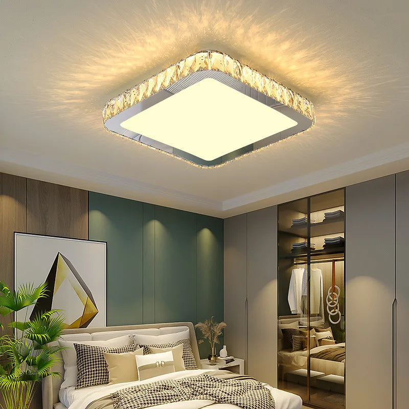 Crystal Round Ceiling Lamp Elegant LED Lighting for Bedroom & Living Room