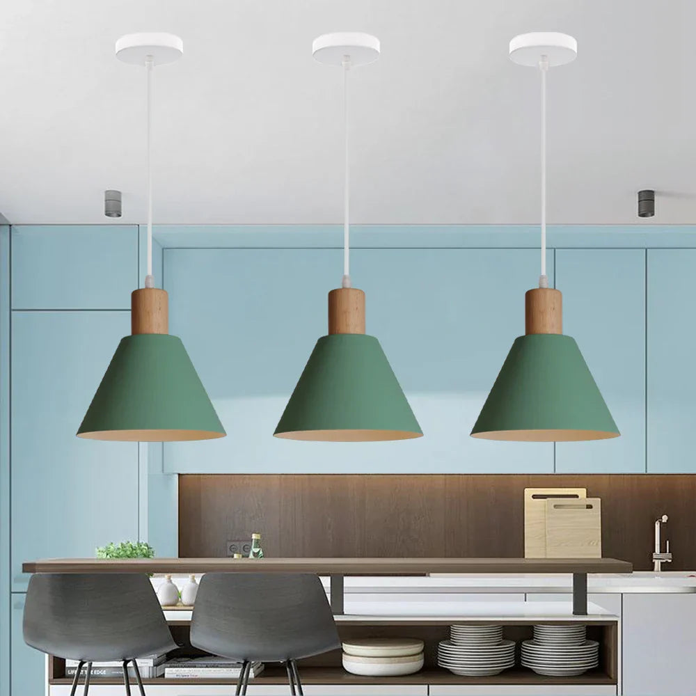 Modern Nordic Aluminum Pendant Lights for Kitchen Living Room, E27 LED Suspension Luminaire