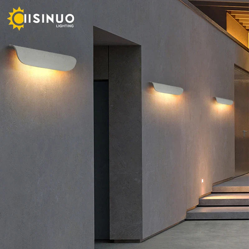 Outdoor LED Wall Sconce in White Aluminum for Porch Entryway