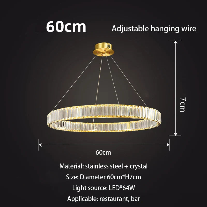 Luxury Gold Round Crystal Pendant Chandelier | Design for Living/Dining Room Lighting