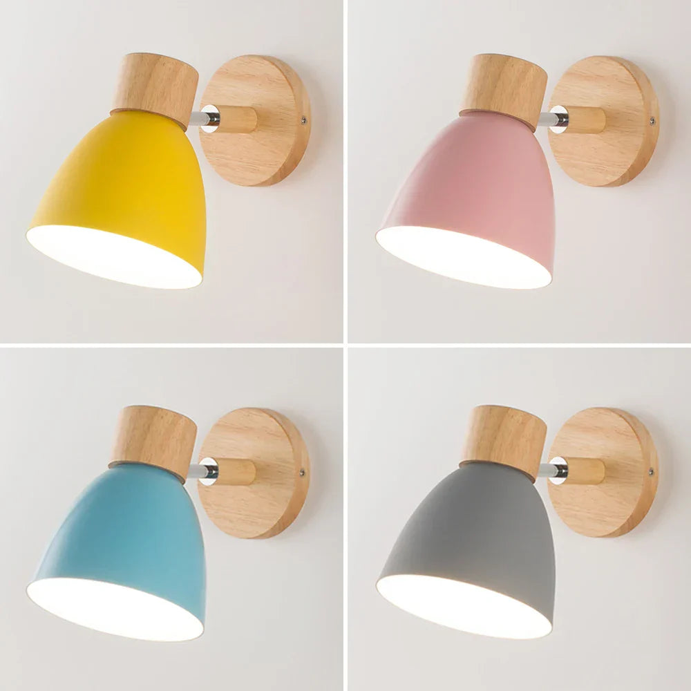Nordic Wood LED Wall Lamp Modern Bedroom Living Room Sconce Lighting