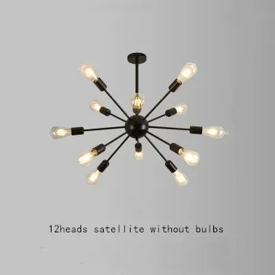 Retro Spider Iron Chandelier: Adjustable, Rotatable, Industrial Living Room Lighting