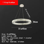 Round Crystal Ceiling Chandelier for Kitchen Dining Room LED Lighting Fixtures