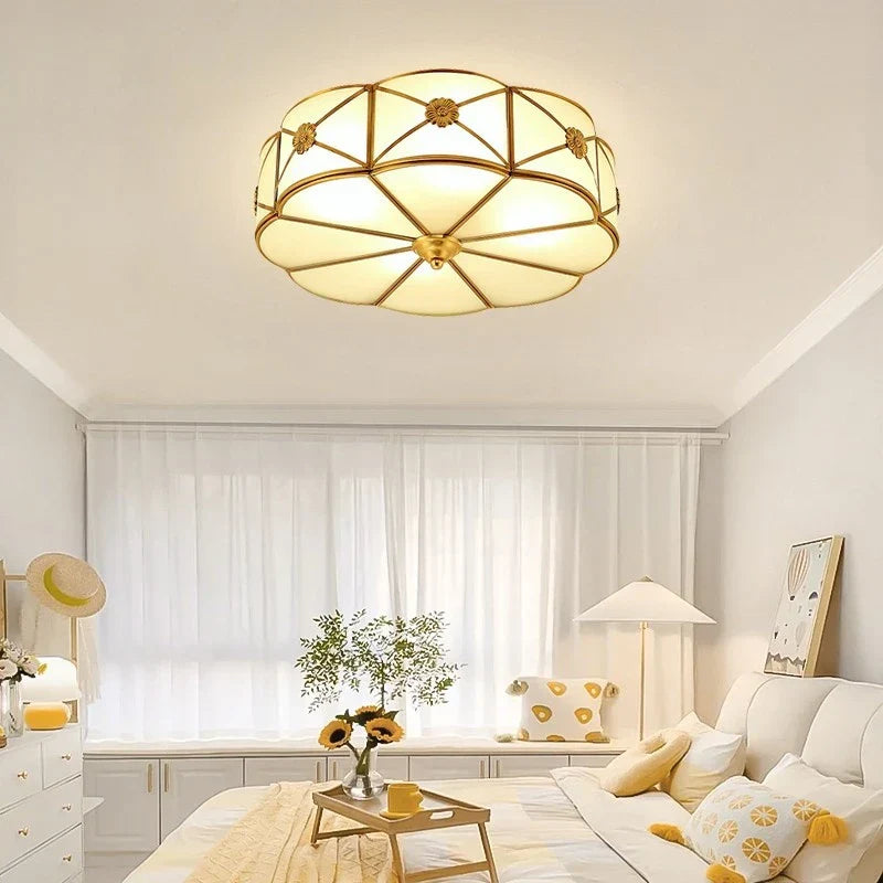 Vintage Copper Ceiling Light Industrial Retro Round Lamp for Home Decor