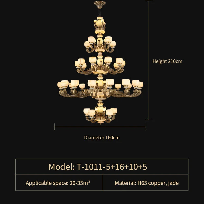 Luxury Copper Marble Chandelier: Brighten Your Home with Elegant Chinese Wind Style