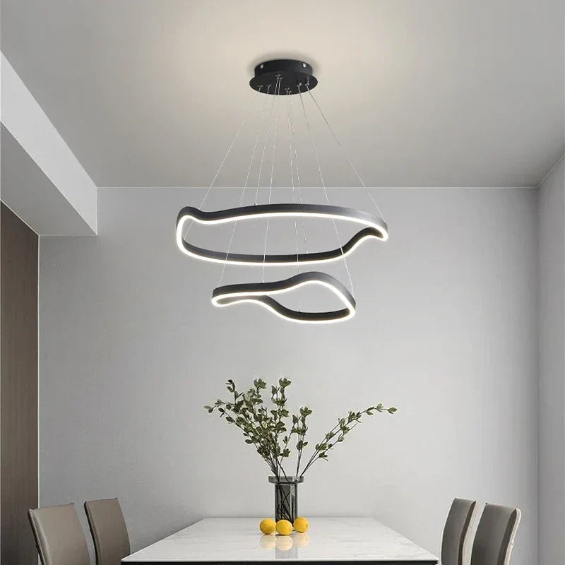 Modern Curve Ring LED Pendant Chandelier for Living Dining Bedroom