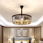 Retro Gold Black Metal Crystal Pendant Lights - Chain Hanging LED Lamp Fixtures